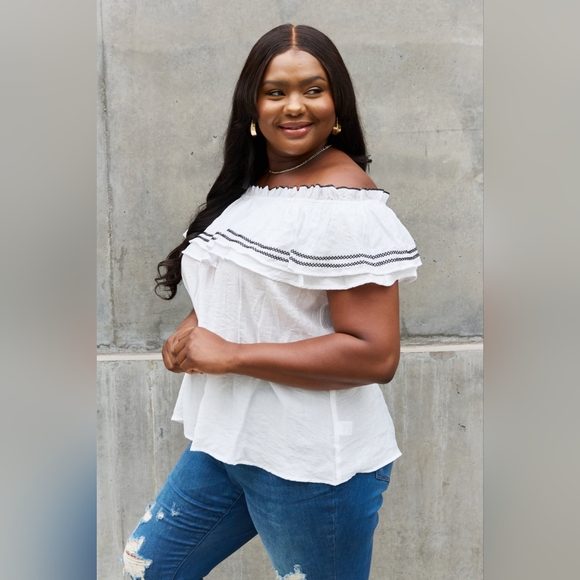 ODDI Designer Full Size Off The Shoulder Ruffle Blouse SALE!! 20% OFF - Picture 5 of 11